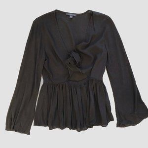 American Eagle Black Tie Front Blouse